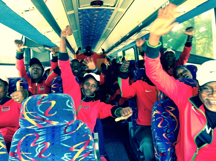 The Kenyans arriving to Eugene. Imagine their smiles during the race. Photo courtesy of Marcia.